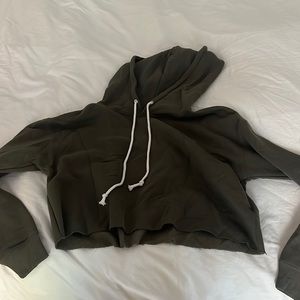 Target cropped army green hoodie